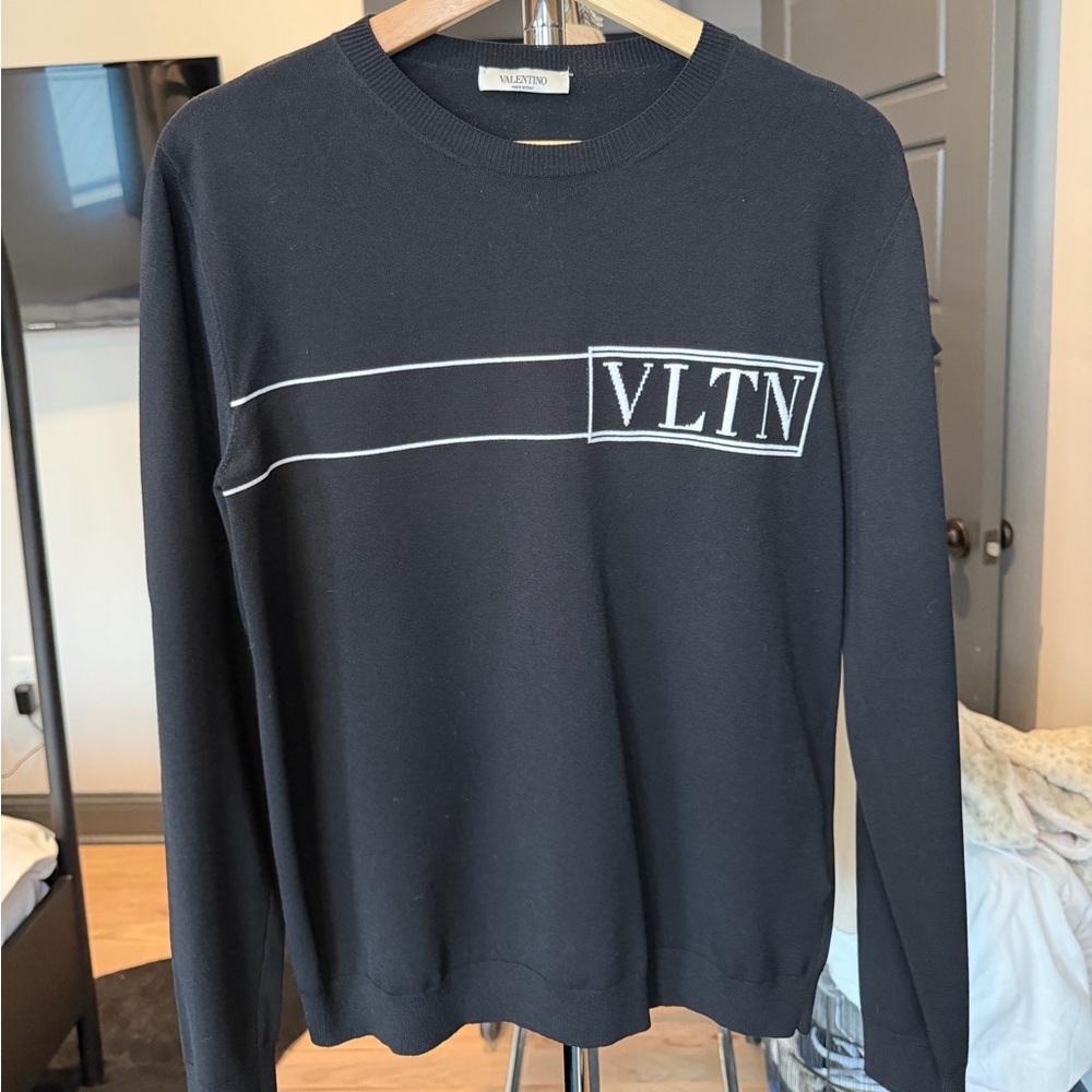 Valentino Crewneck Sweater With VLTN Tag Intarsia
